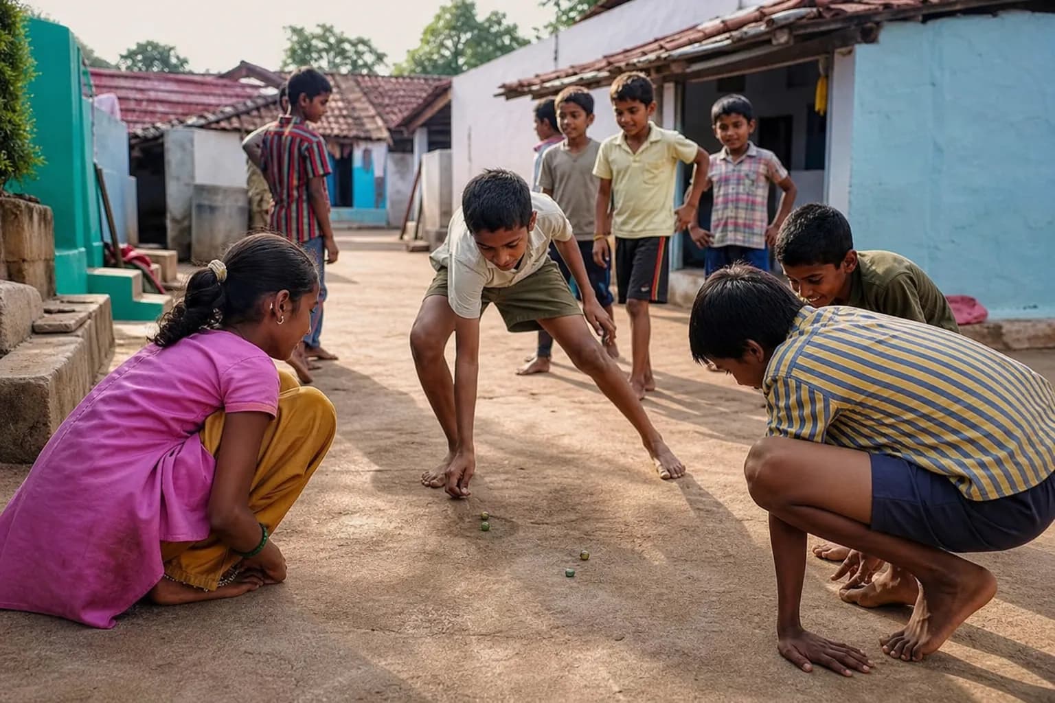 Children playing a traditional street game
