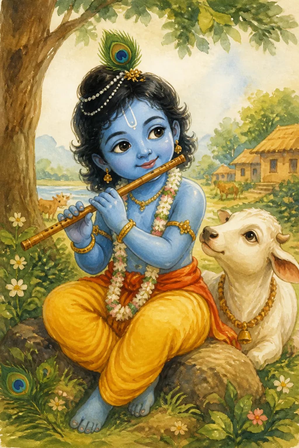 An illustration of the child Krishna