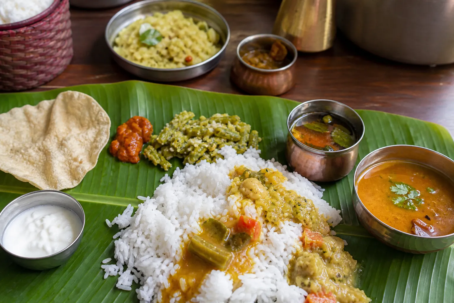 A traditional Karnataka meal served at home